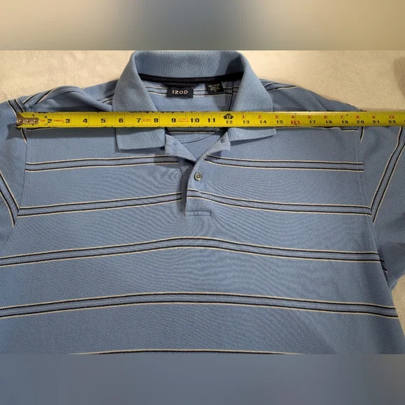 Izod Light Blue Polo with White Stripes - Picture 5 of 6